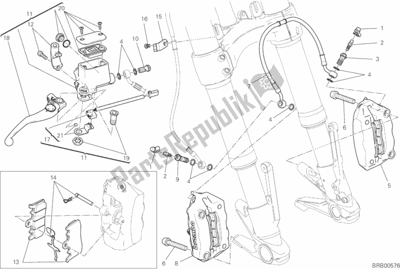 Todas as partes de Sistema De Freio Dianteiro do Ducati Monster 797 Thailand USA 2020